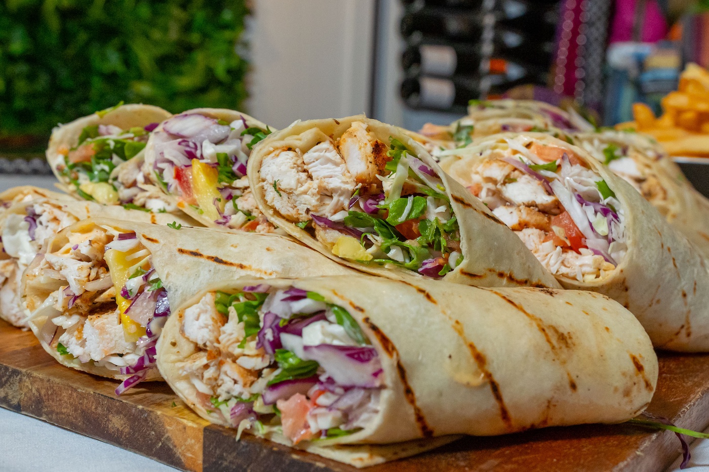 Taco Wraps function platter at The Garden Bar Airlie Beach